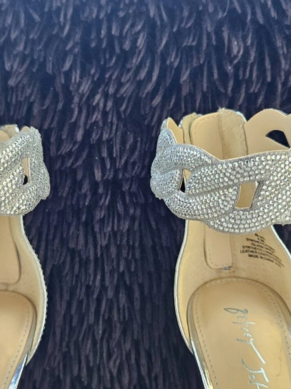 Betsey Johnson Women Pump Sandal Silver RHINESTONE Bridal Heel Shoe Size 8.5M - Picture 8 of 13
